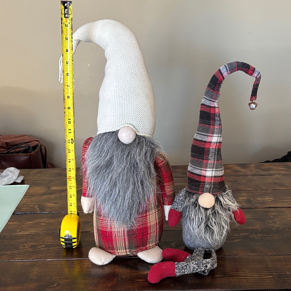 Mud Pie Holiday Plaid Weighted Gnome Pair of 2